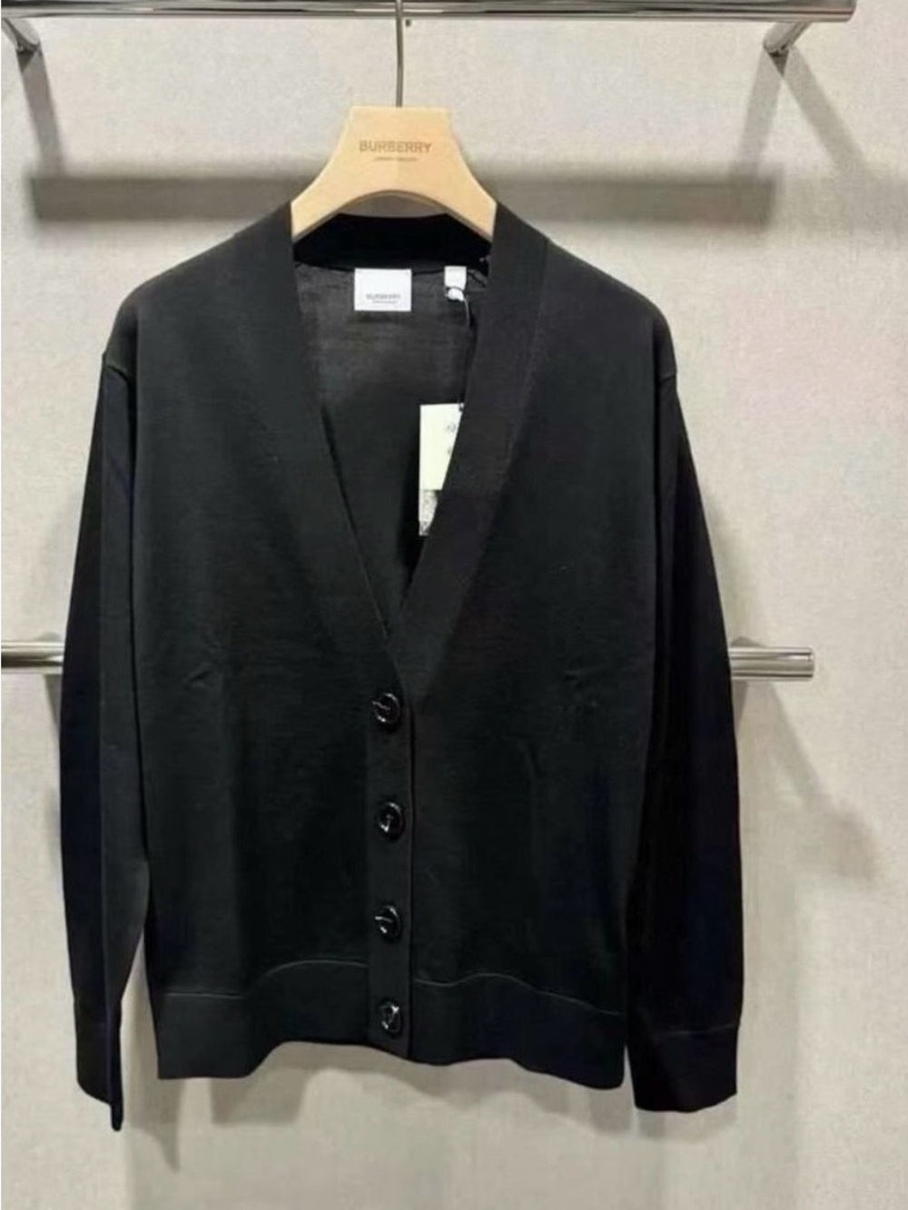 Burberry women wool Black Button-Front V-Neck Cardigan Sweater M